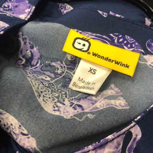 NWT Wink Purple Elephant Pattern Short Sleeve Scrub Top multiple sizes - Picture 12 of 16